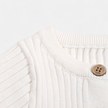 Soft Cotton Knit Baby Romper, White (0m-24m)