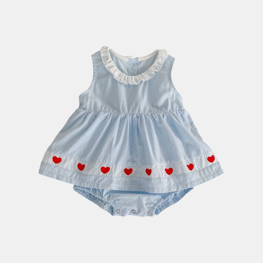 Sora Cotton Heart Romper Dress (3m-24m)