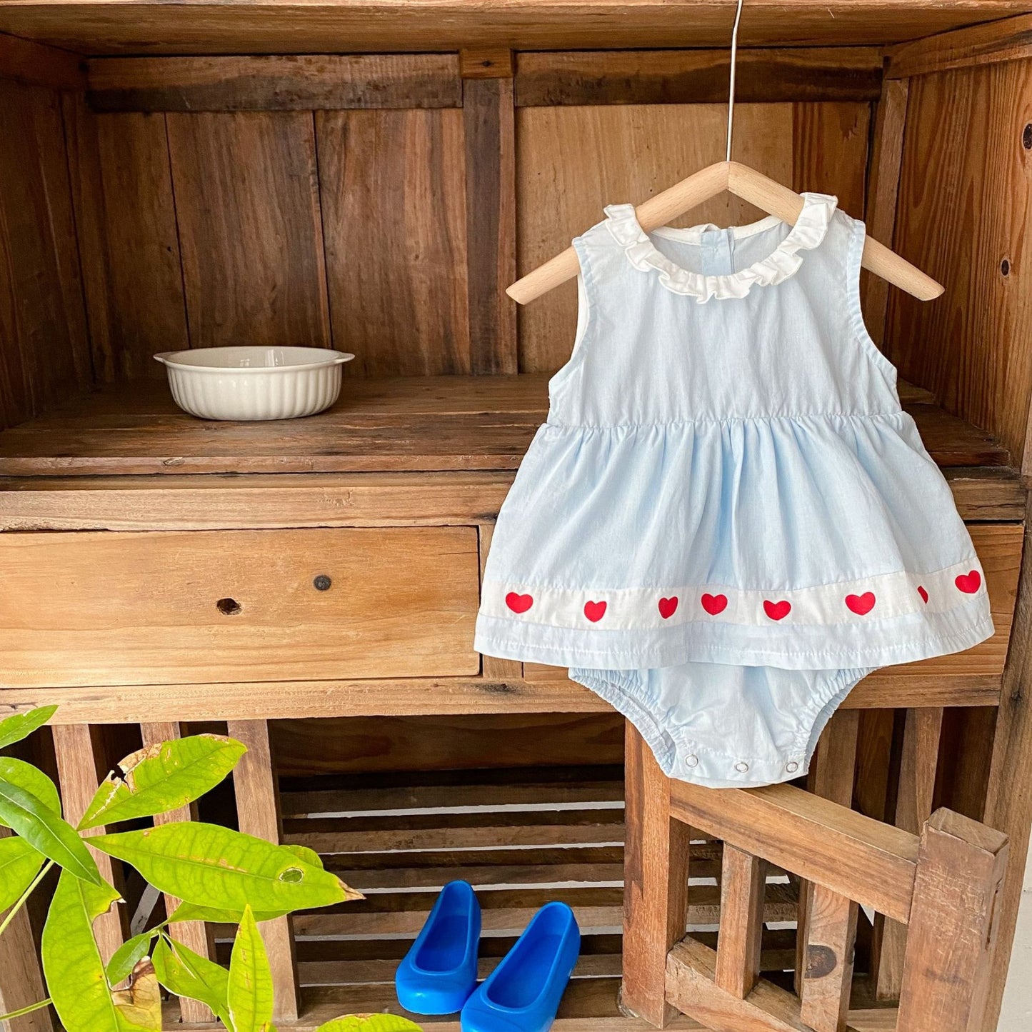 Sora Cotton Heart Romper Dress (3m-24m)