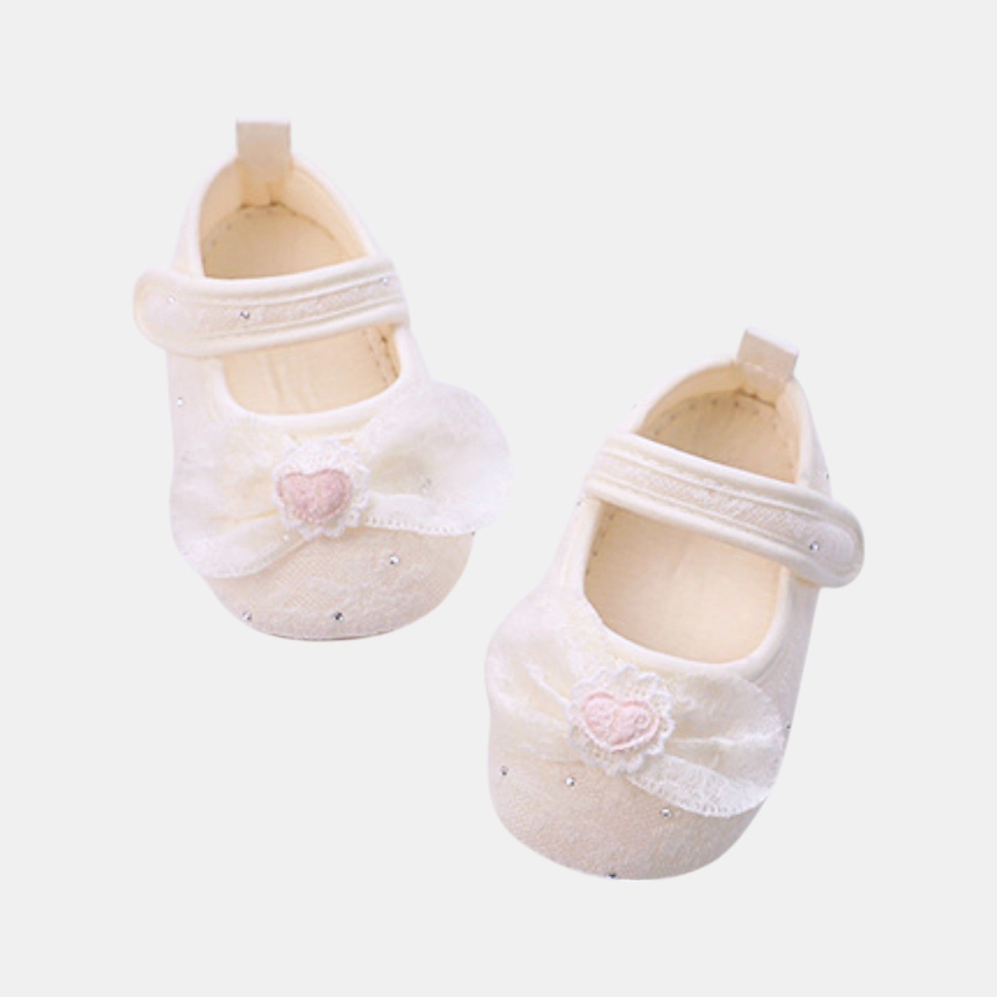 Sparkle Heart Lace Baby Shoes (11-13cm)