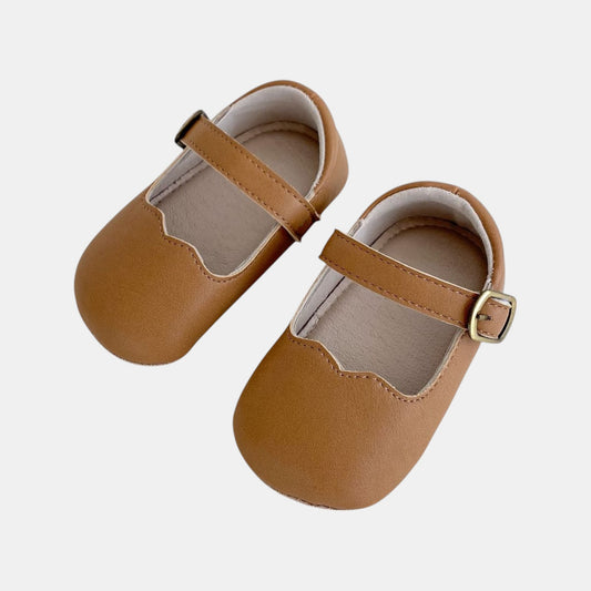 Tan Scallop Mary Jane Baby Shoes (11-13cm)