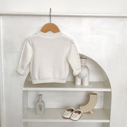 Tara Floral Knit Cardigan - White (3m-3yrs)