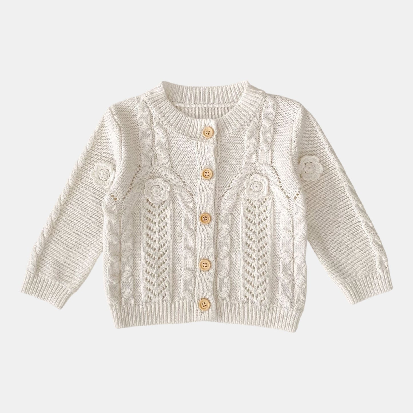 Tara Floral Knit Cardigan - White (3m-3yrs)
