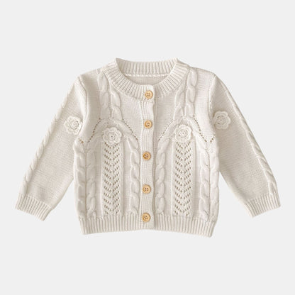 Tara Floral Knit Cardigan - White (3m-3yrs)