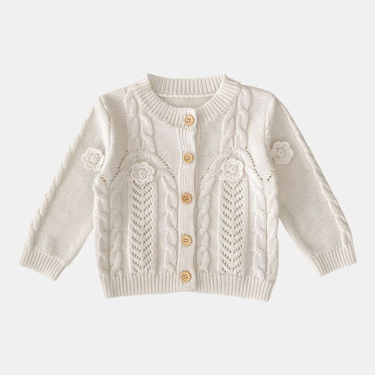 Tara Floral Knit Cardigan - White (3m-3yrs)