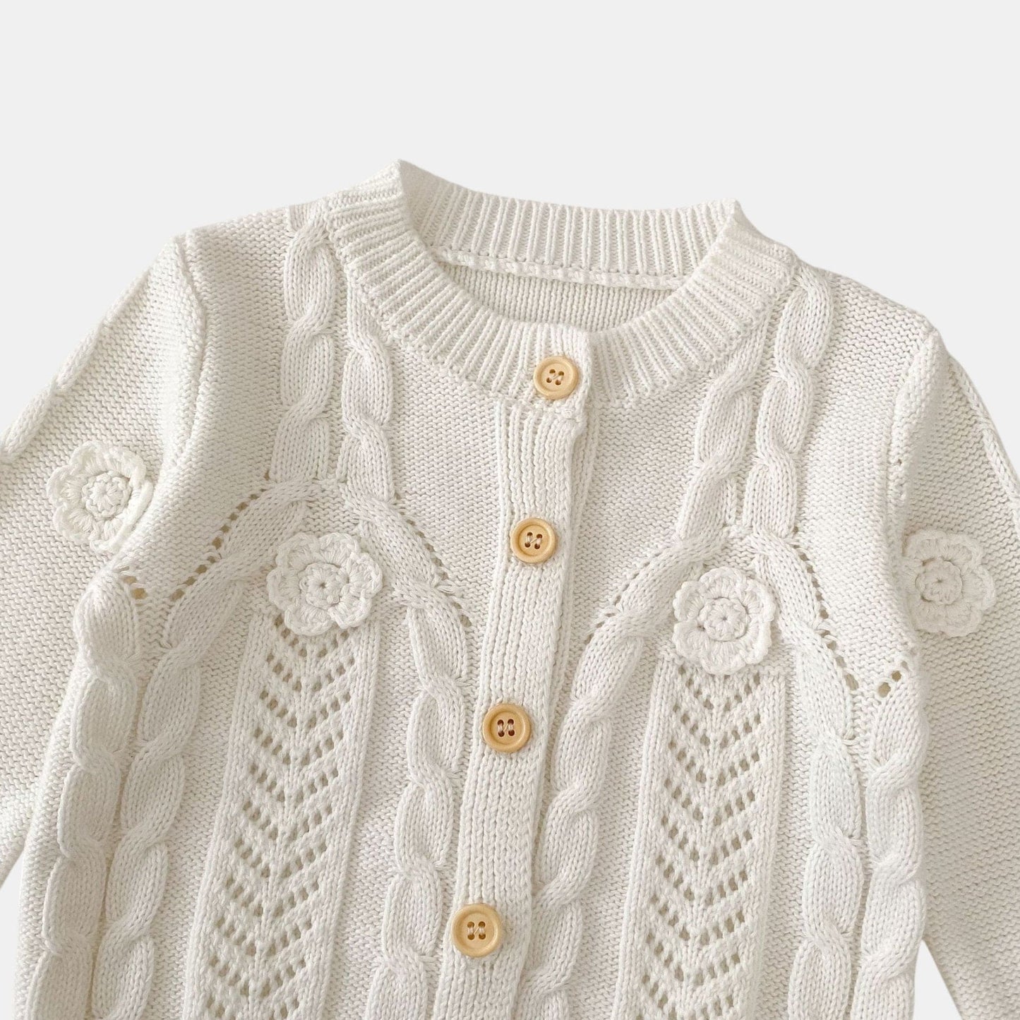 Tara Floral Knit Cardigan - White (3m-3yrs)