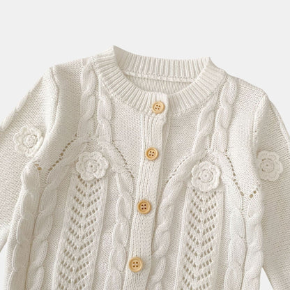 Tara Floral Knit Cardigan - White (3m-3yrs)