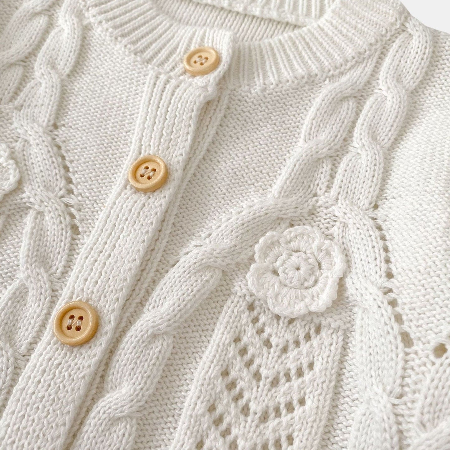 Tara Floral Knit Cardigan - White (3m-3yrs)