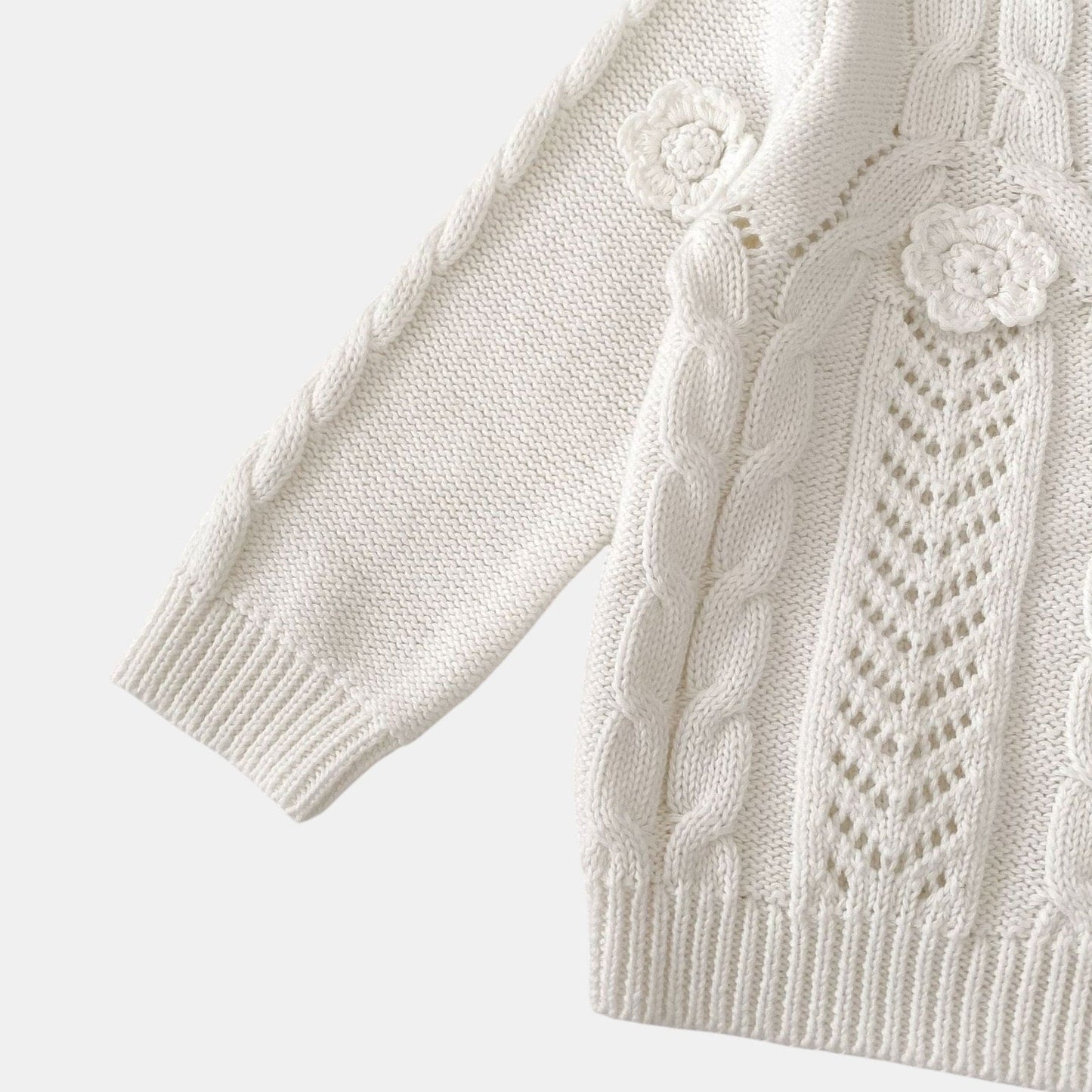 Tara Floral Knit Cardigan - White (3m-3yrs)