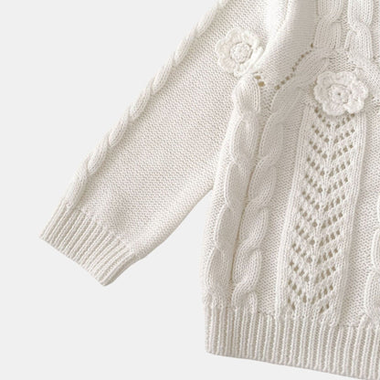 Tara Floral Knit Cardigan - White (3m-3yrs)