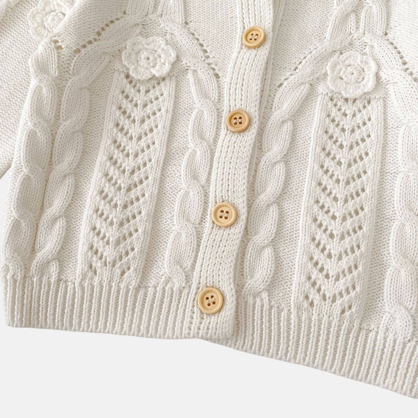 Tara Floral Knit Cardigan - White (3m-3yrs)