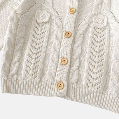 Tara Floral Knit Cardigan - White (3m-3yrs)