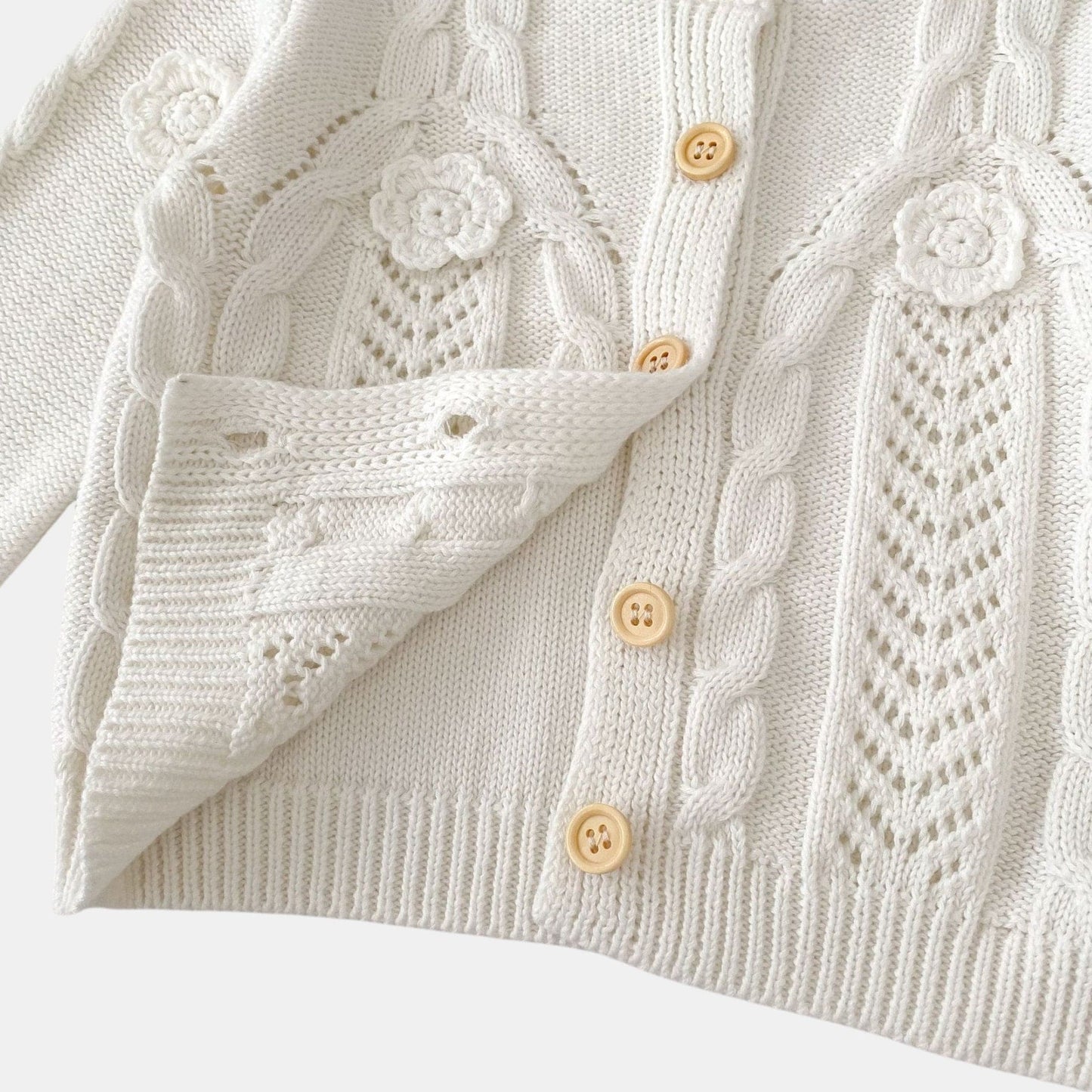 Tara Floral Knit Cardigan - White (3m-3yrs)