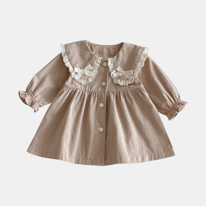 Tessa Lace Collar Dress - Khaki (6m-4yrs)