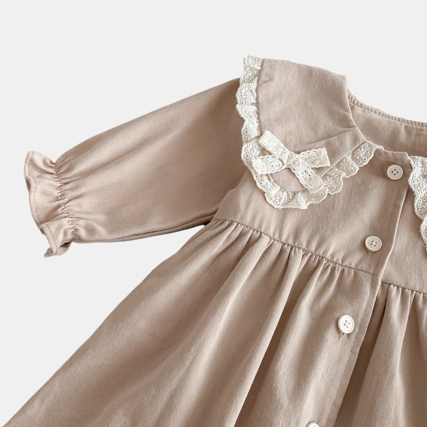 Tessa Lace Collar Dress - Khaki (6m-4yrs)