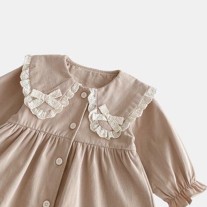 Tessa Lace Collar Dress - Khaki (6m-4yrs)