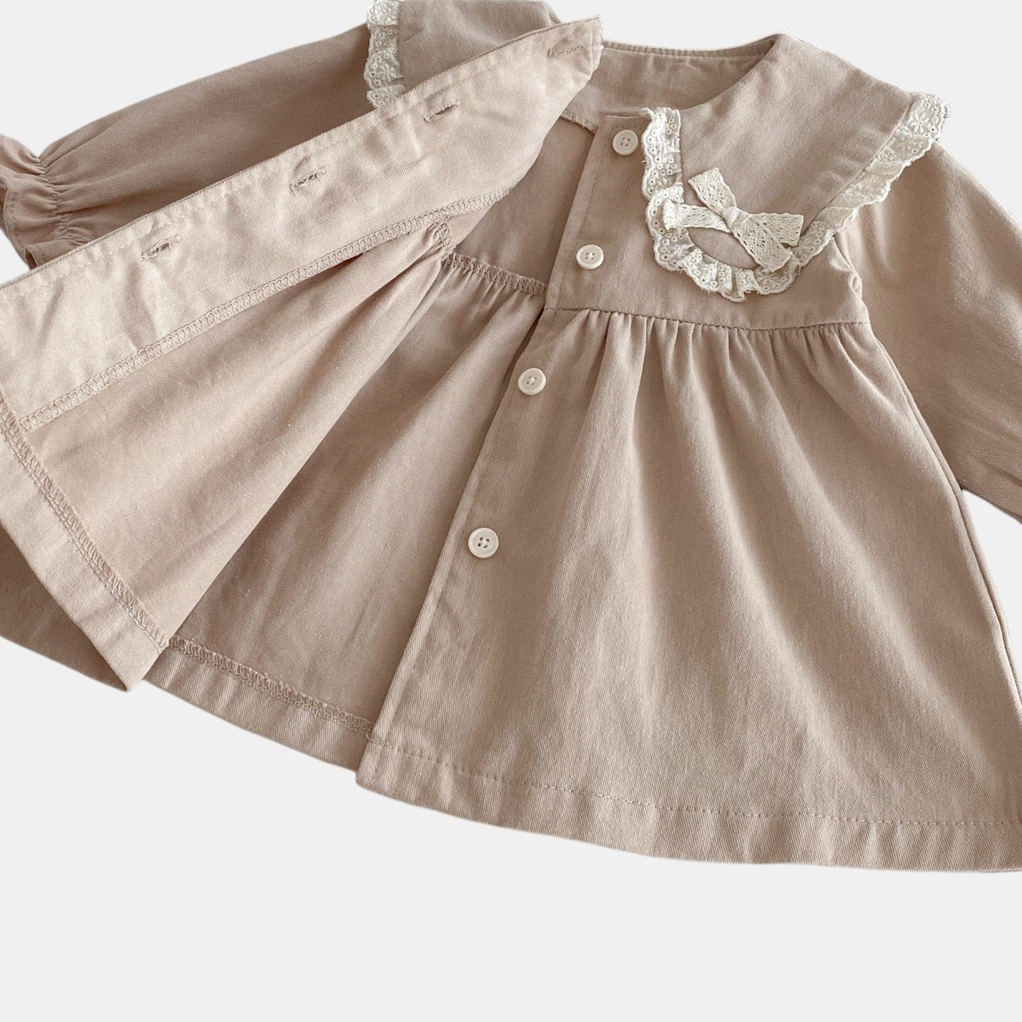 Tessa Lace Collar Dress - Khaki (6m-4yrs)