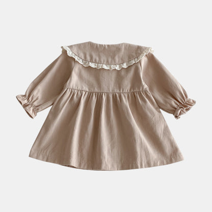 Tessa Lace Collar Dress - Khaki (6m-4yrs)