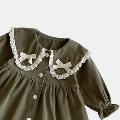 Tessa Lace Collar Dress - Olive Green (6m-4yrs)