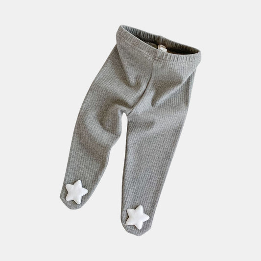 Twinkle Toes Cotton Baby Tights, Grey (3m-24m)