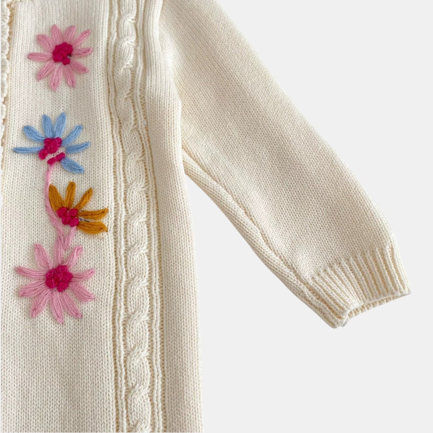 Verna Blossom Knit Romper, Cream (3m-24m)