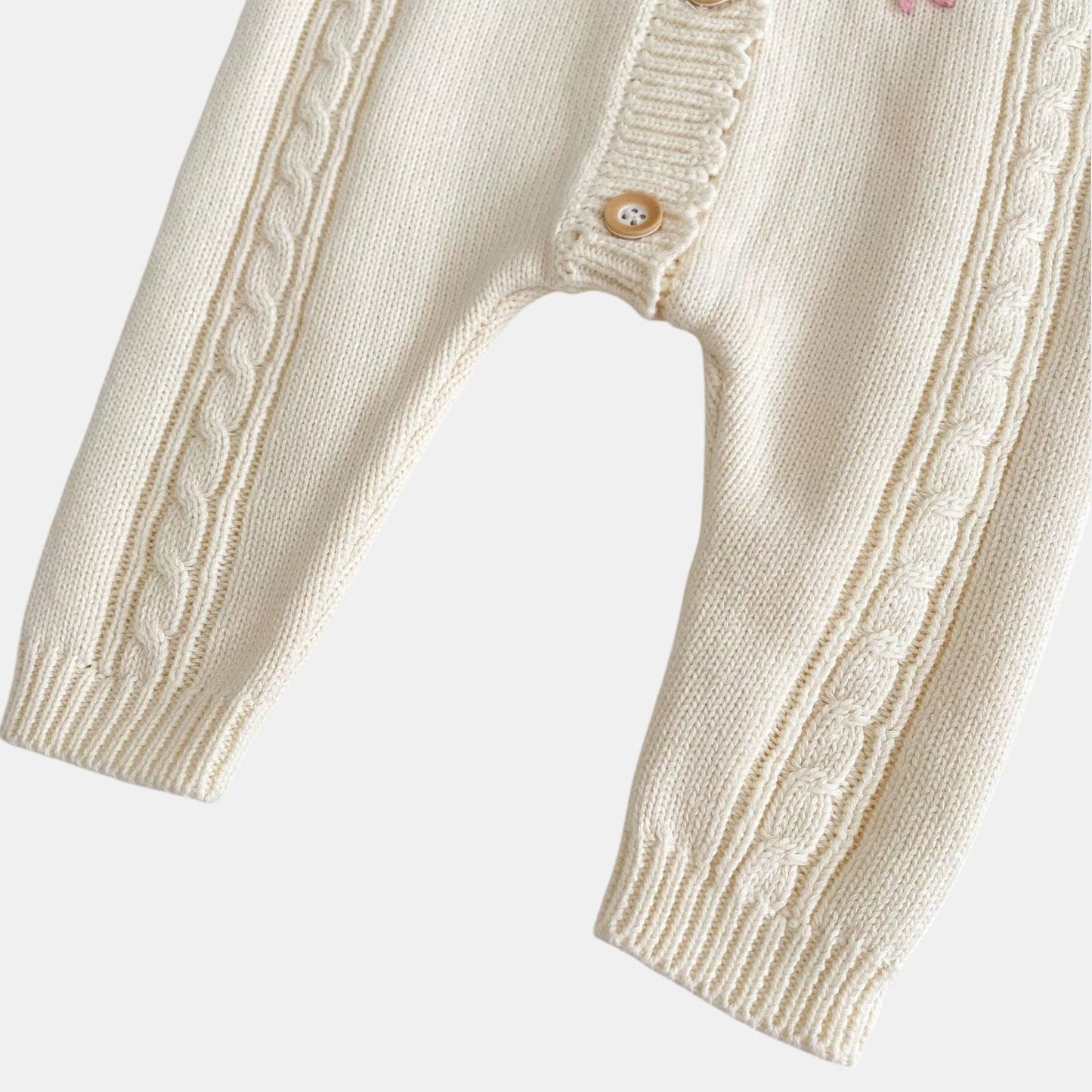 Verna Blossom Knit Romper, Cream (3m-24m)