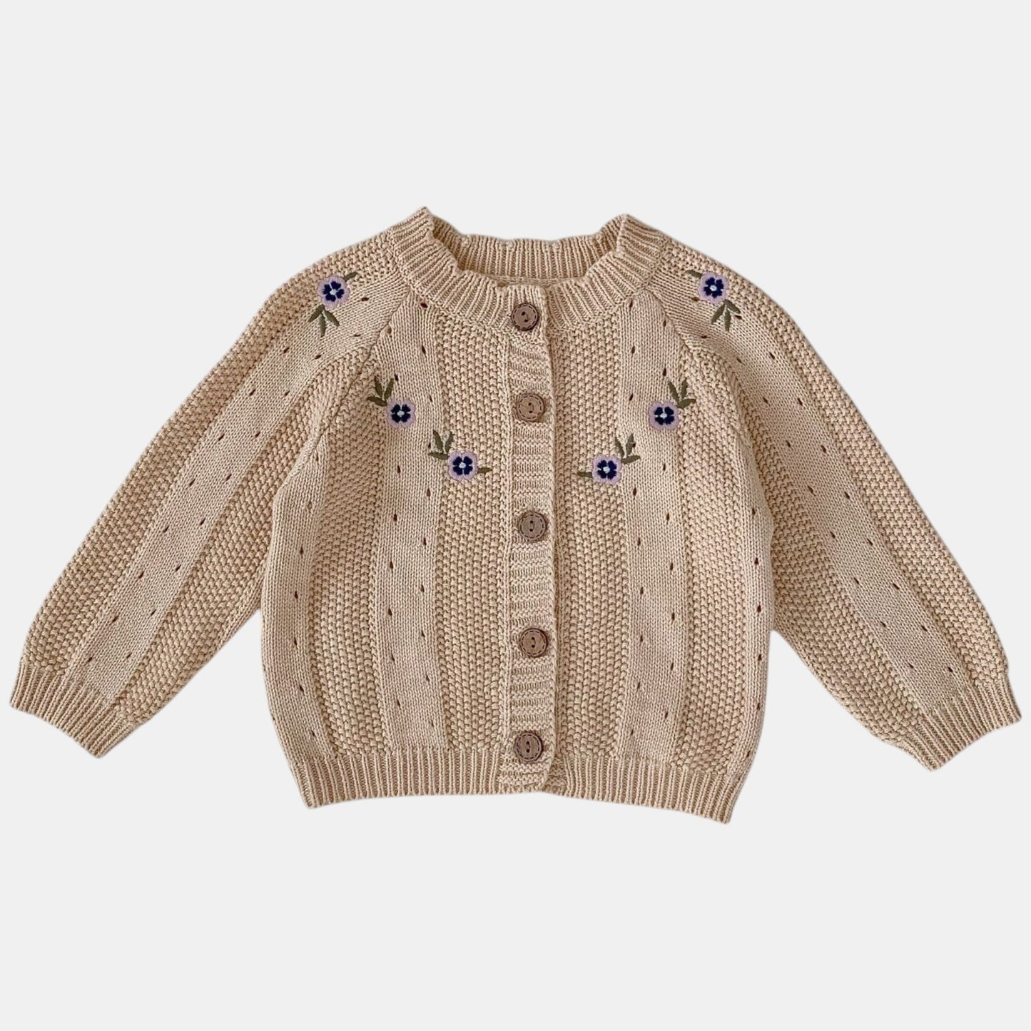 Violet Pansy Cotton Knit Cardigan (3m-3yrs)