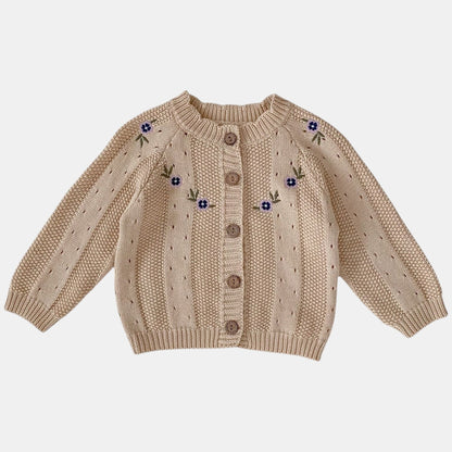 Violet Pansy Cotton Knit Cardigan (3m-3yrs)
