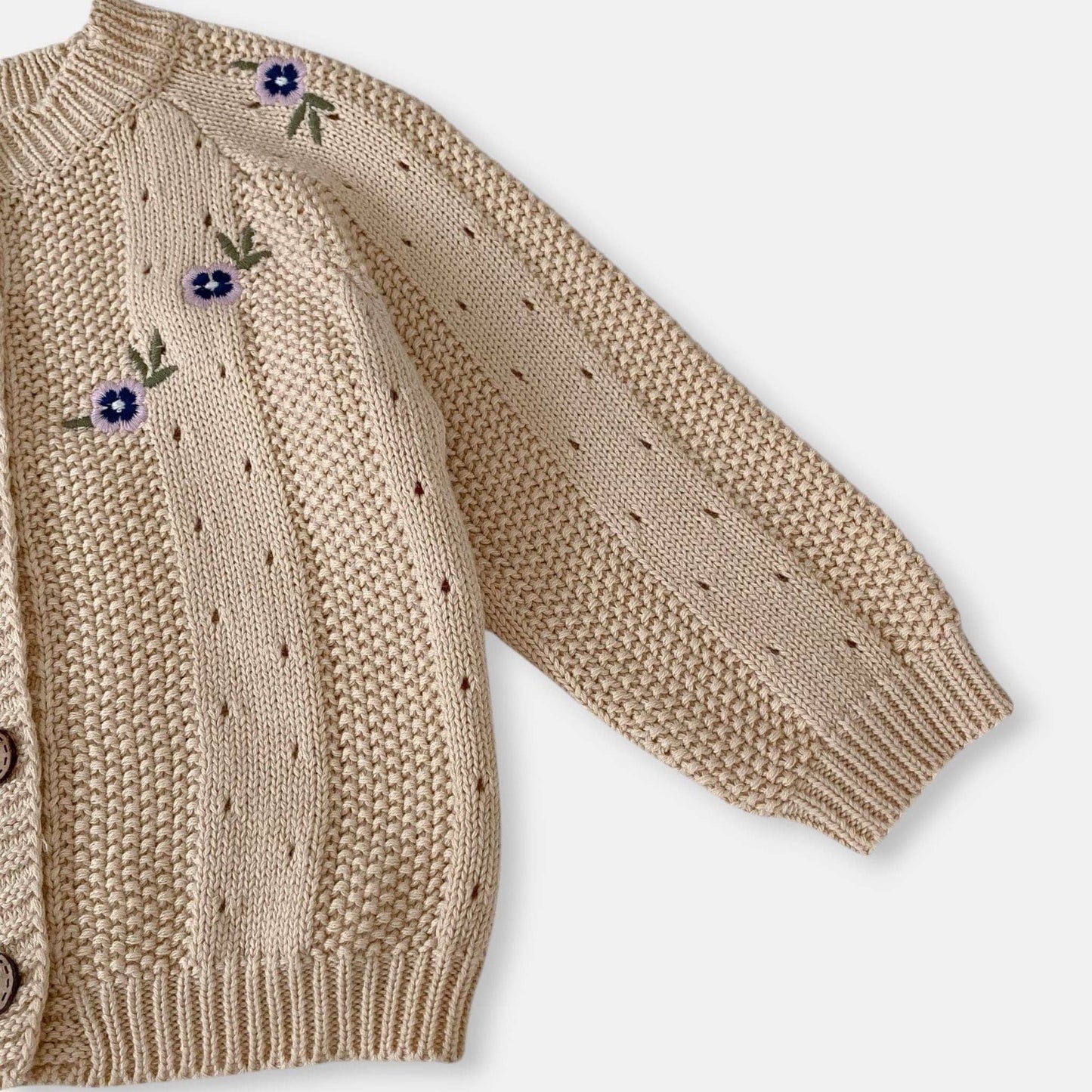 Violet Pansy Cotton Knit Cardigan (3m-3yrs)