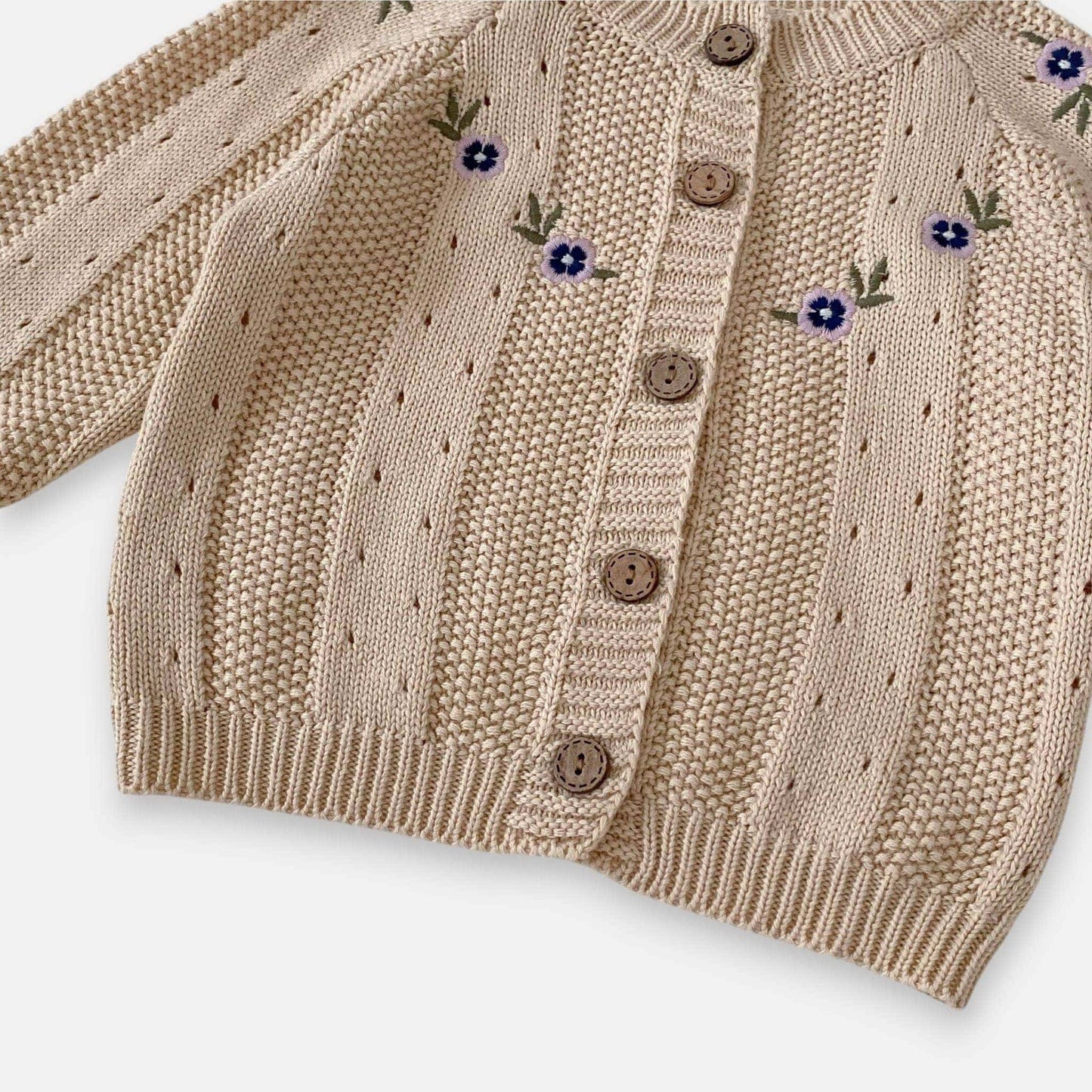 Violet Pansy Cotton Knit Cardigan (3m-3yrs)