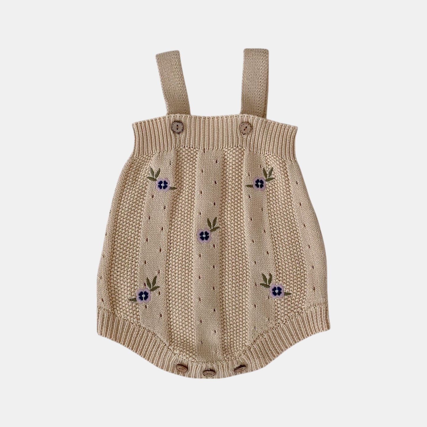 Violet Pansy Cotton Knit Romper (3m-3yrs)