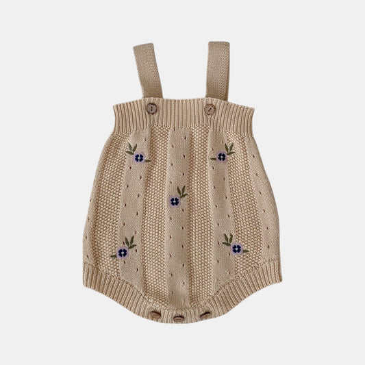 Violet Pansy Cotton Knit Romper (3m-3yrs)