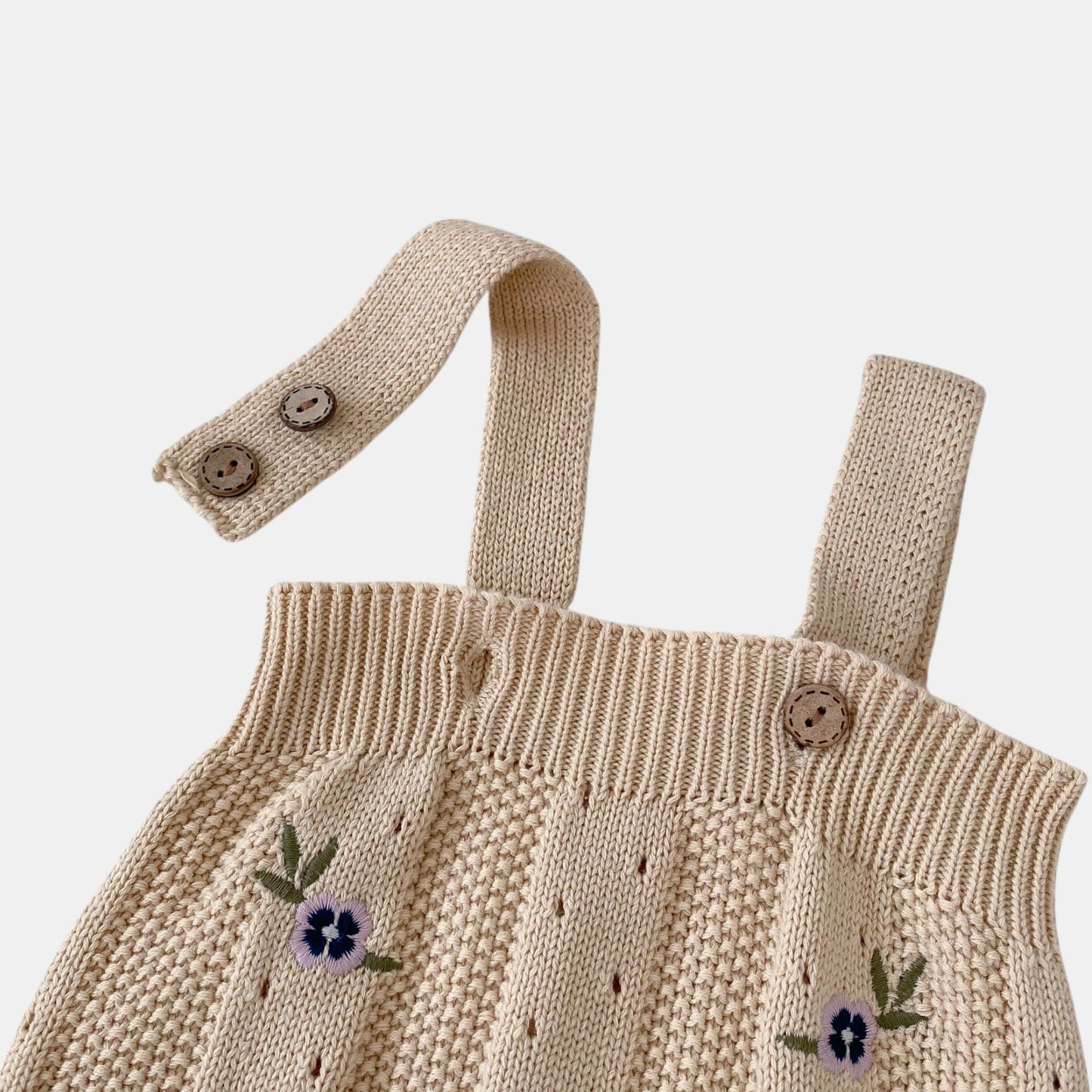 Violet Pansy Cotton Knit Romper (3m-3yrs)