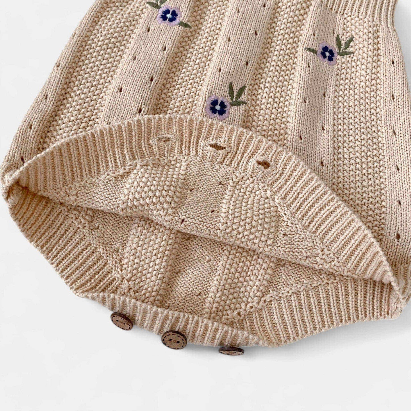 Violet Pansy Cotton Knit Romper (3m-3yrs)