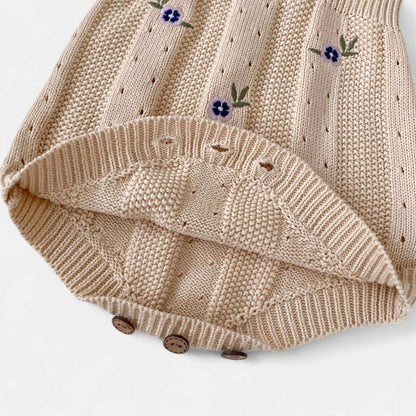 Violet Pansy Cotton Knit Romper (3m-3yrs)