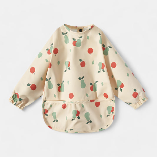 Waterproof Long Sleeve Pocket Bib, Apples & Pears - Bambisserie