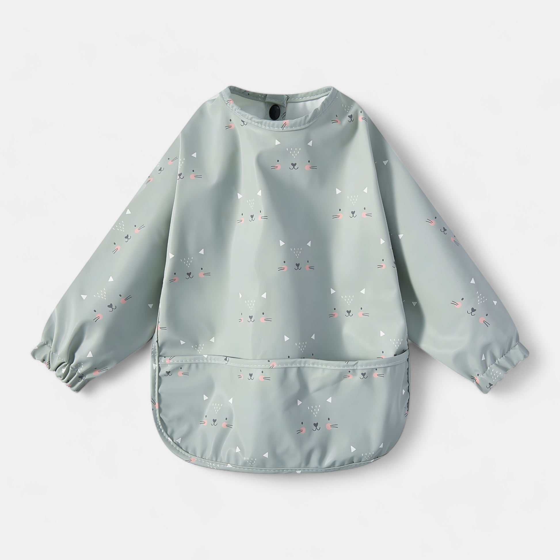 Waterproof Long Sleeve Pocket Bib, Blushing Cat - Bambisserie
