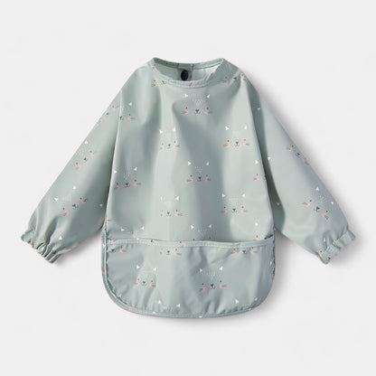 Waterproof Long Sleeve Pocket Bib, Blushing Cat - Bambisserie