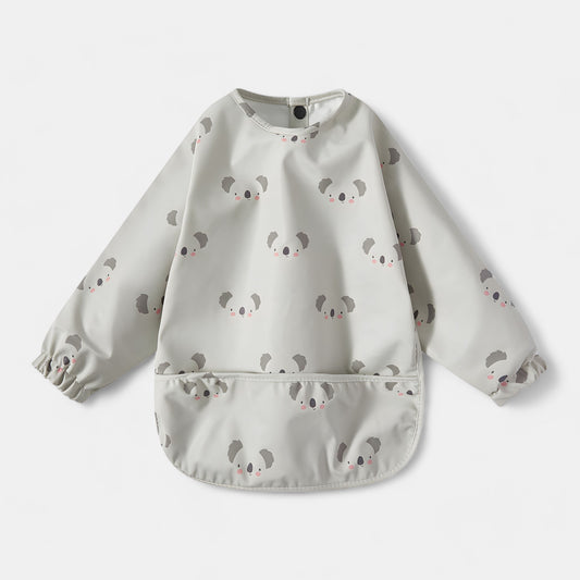 Waterproof Long Sleeve Pocket Bib, Blushing Koala - Bambisserie