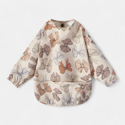 Waterproof Long Sleeve Pocket Bib, Bows - Bambisserie