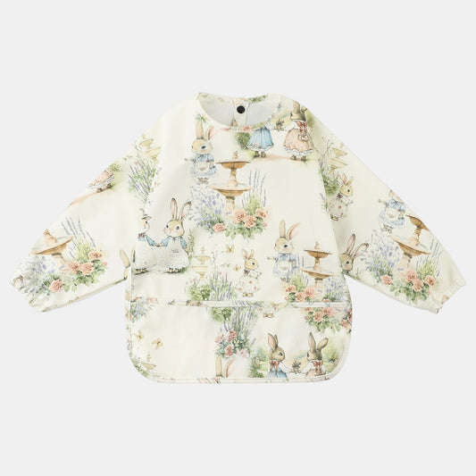Waterproof Long Sleeve Pocket Bib, Bunny Garden (6m-5yrs)
