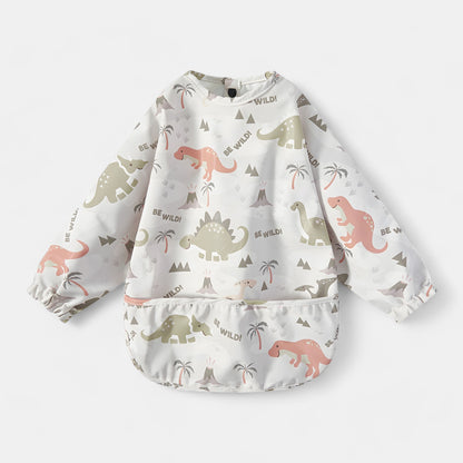 Waterproof Long Sleeve Pocket Bib, Dinosaurs - Bambisserie