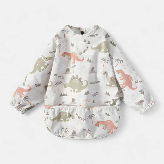 Waterproof Long Sleeve Pocket Bib, Dinosaurs - Bambisserie