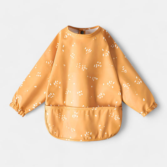 Waterproof Long Sleeve Pocket Bib, Footprints - Bambisserie