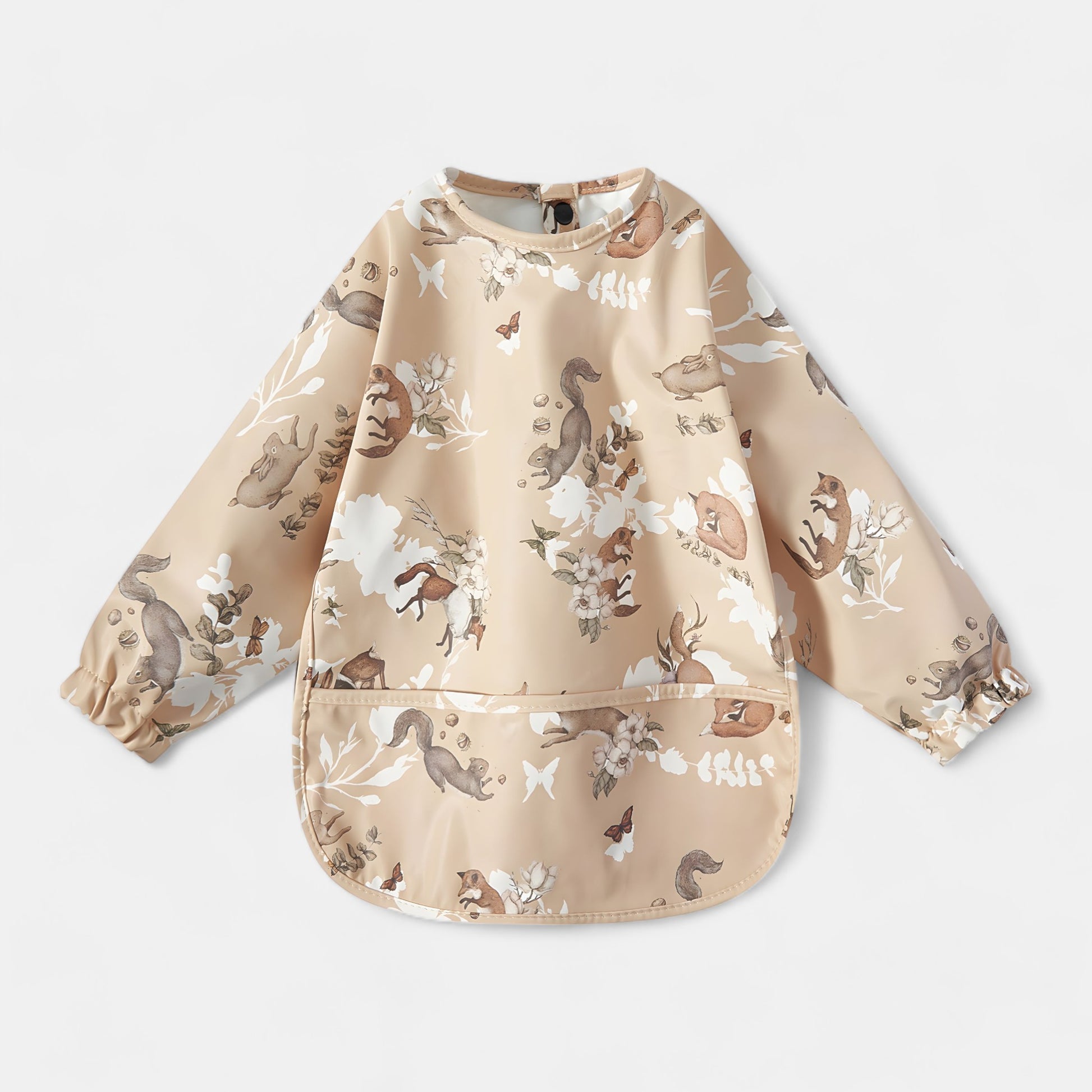 Waterproof Long Sleeve Pocket Bib, Fox & Bunny - Bambisserie