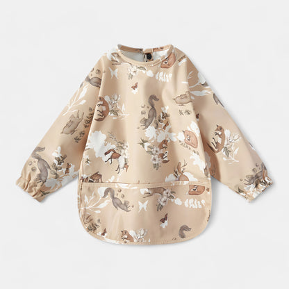 Waterproof Long Sleeve Pocket Bib, Fox & Bunny - Bambisserie