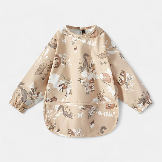 Waterproof Long Sleeve Pocket Bib, Fox & Bunny - Bambisserie