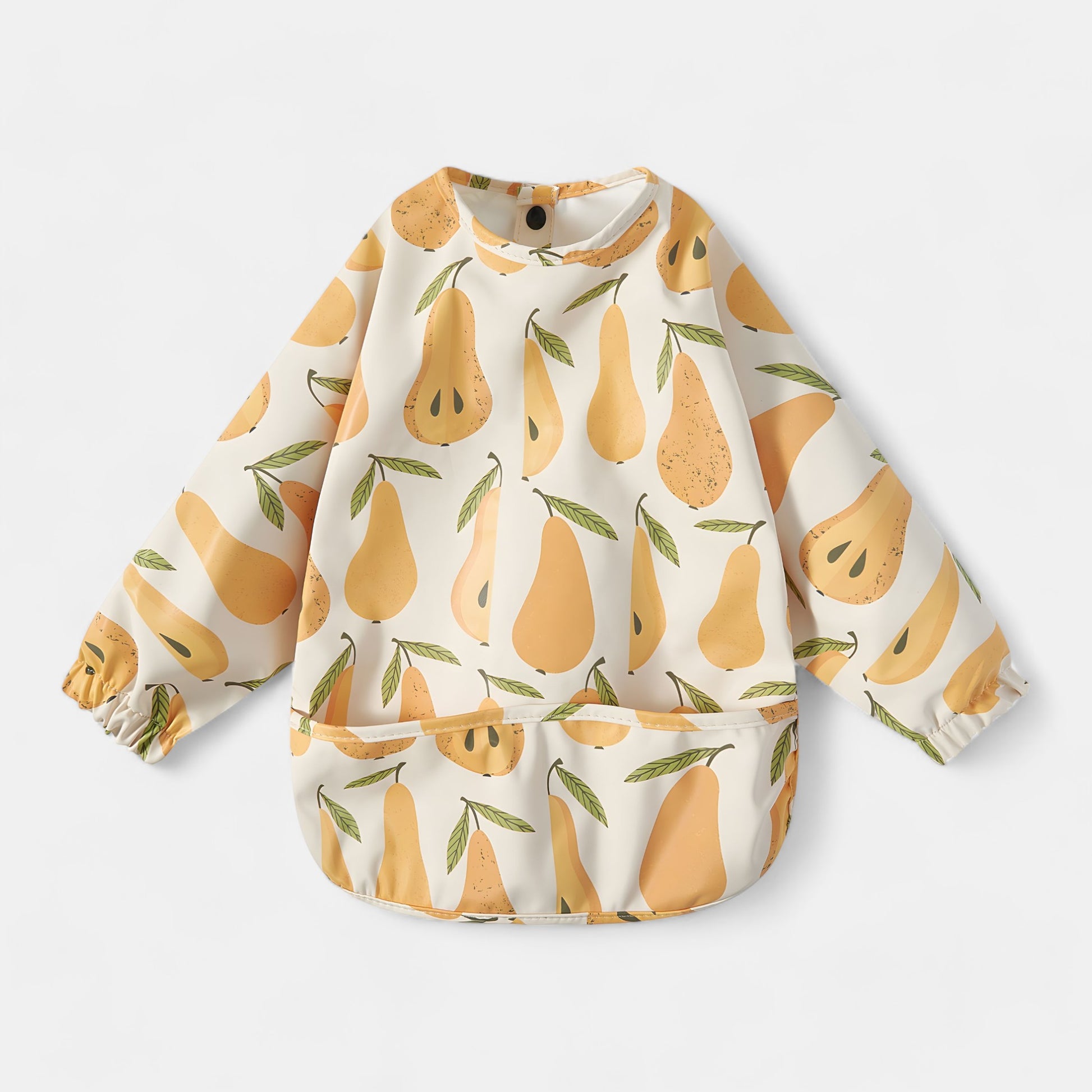 Waterproof Long Sleeve Pocket Bib, Fragrant Pears - Bambisserie
