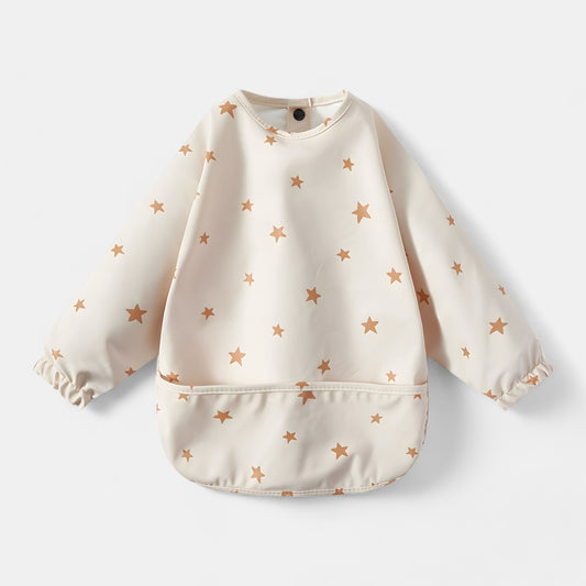 Waterproof Long Sleeve Pocket Bib, Golden Stars - Bambisserie