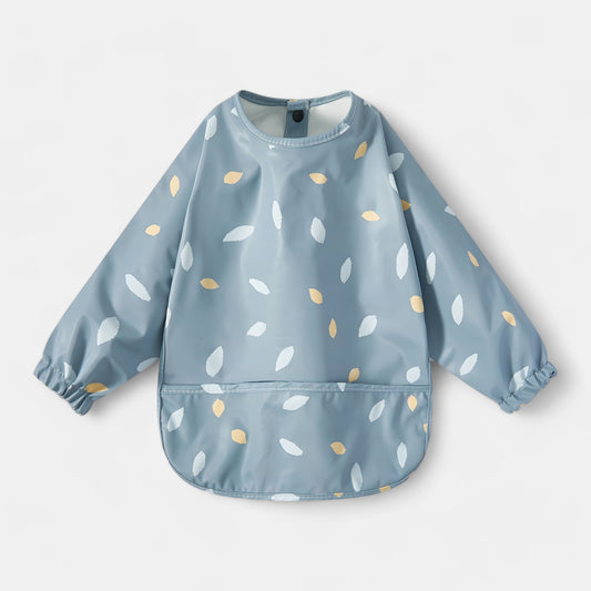 Waterproof Long Sleeve Pocket Bib, Falling Leaves - Bambisserie